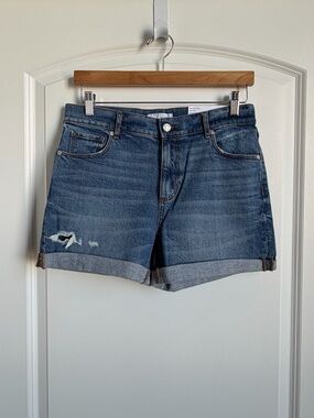 LOFT Rolled Cuff Distressed Jean Shorts